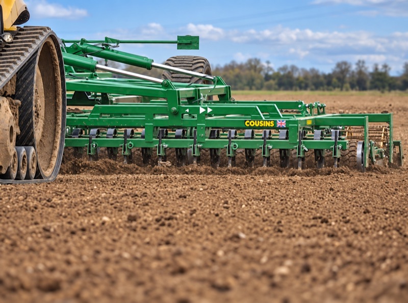 Precision seedbed harrow at work